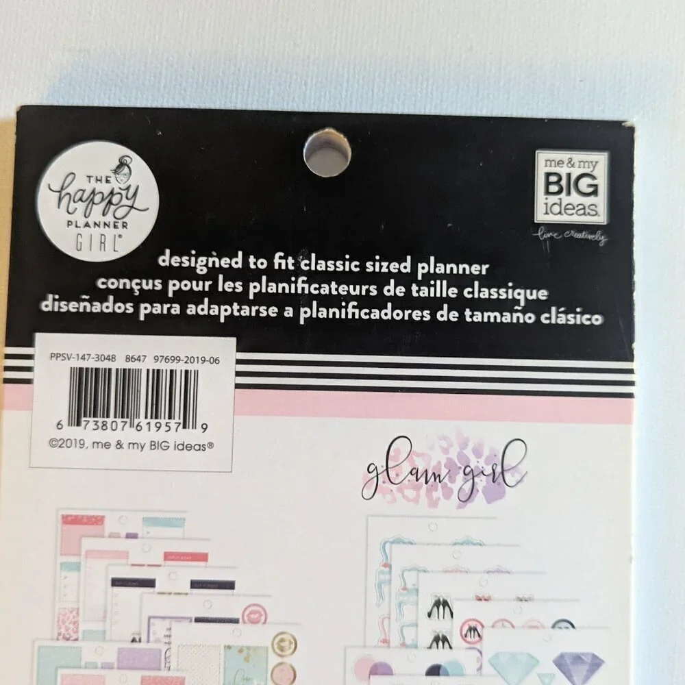 NWT 'Glam Girl' 697 pcs Happy Planner Sticker Book Classic Fashion Pink Diva NEW